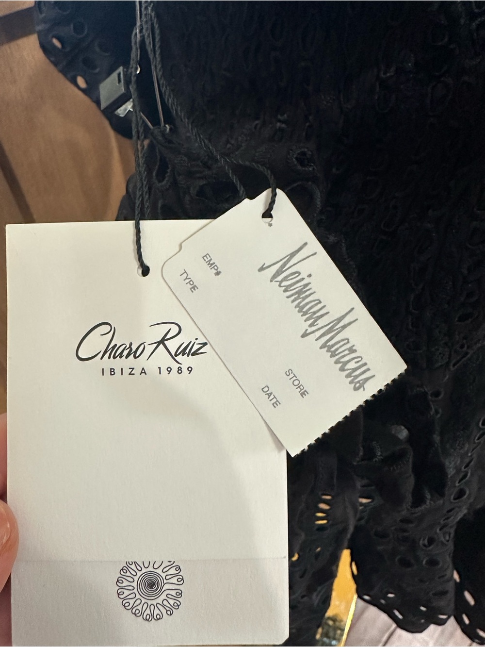 NWT Charo Ruiz Ibiza Black Eyelet Broderie Anglaise Mini Dress Size L - Picture 8 of 13